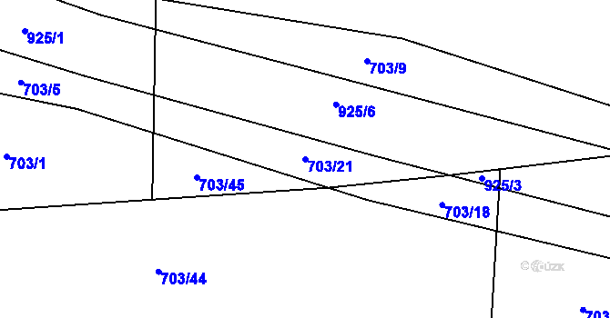 Parcela st. 703/21 v KÚ Třebčice, Katastrální mapa