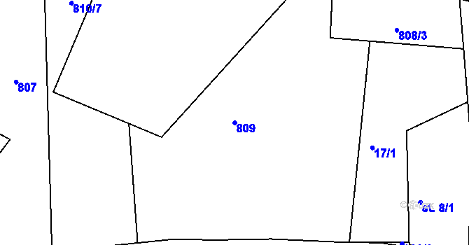 Parcela st. 809 v KÚ Třebčice, Katastrální mapa