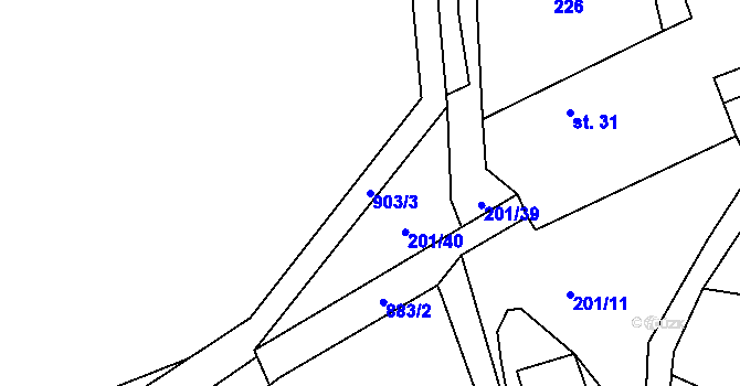 Parcela st. 903/3 v KÚ Třebčice, Katastrální mapa