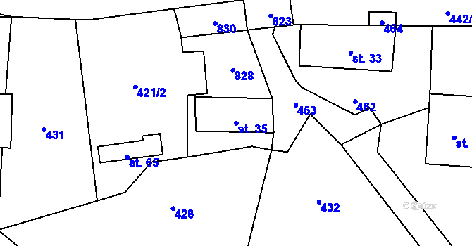 Parcela st. 35 v KÚ Víska, Katastrální mapa