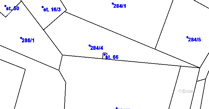 Parcela st. 66 v KÚ Víska, Katastrální mapa