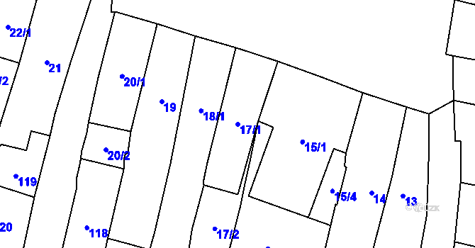 Parcela st. 17/1 v KÚ Mohelnice, Katastrální mapa