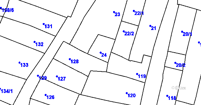 Parcela st. 24 v KÚ Mohelnice, Katastrální mapa