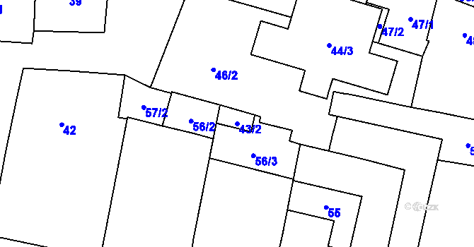Parcela st. 43/2 v KÚ Mohelnice, Katastrální mapa
