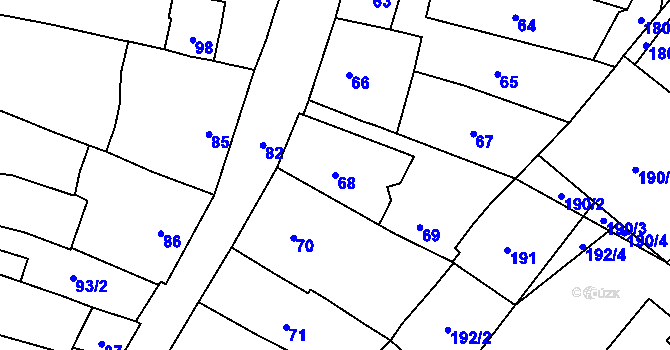Parcela st. 68 v KÚ Mohelnice, Katastrální mapa
