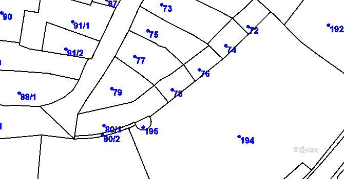 Parcela st. 78 v KÚ Mohelnice, Katastrální mapa