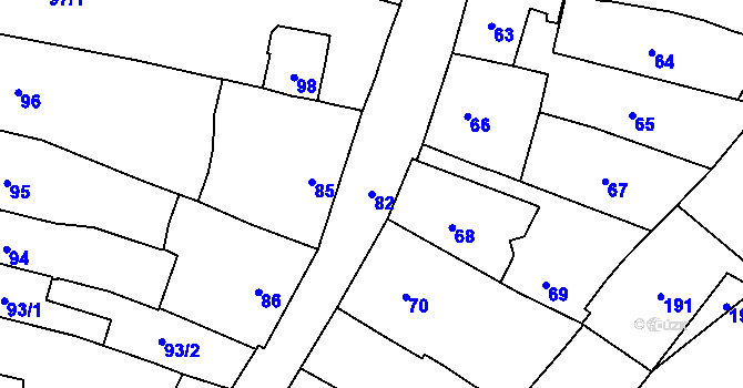Parcela st. 82 v KÚ Mohelnice, Katastrální mapa