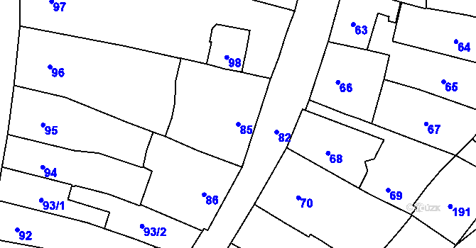 Parcela st. 85 v KÚ Mohelnice, Katastrální mapa