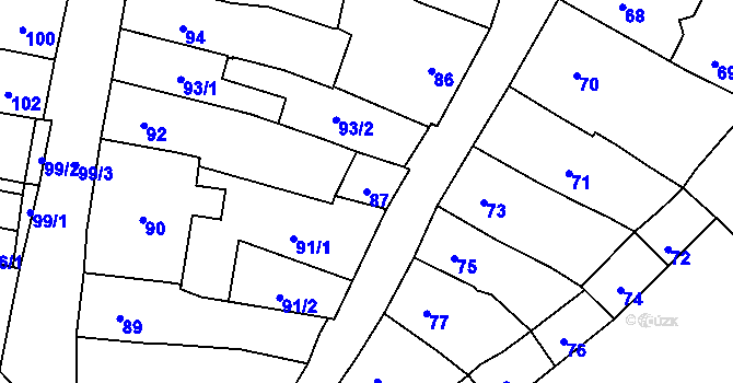 Parcela st. 87 v KÚ Mohelnice, Katastrální mapa