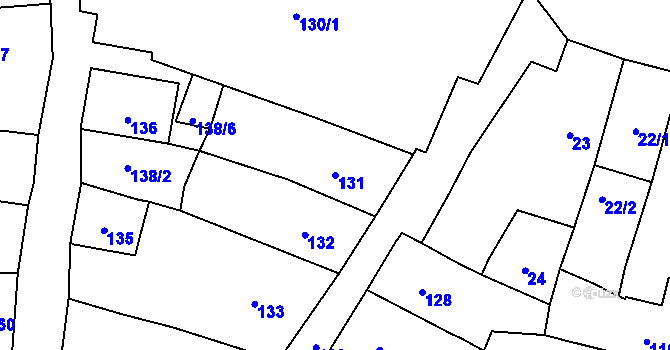 Parcela st. 131 v KÚ Mohelnice, Katastrální mapa