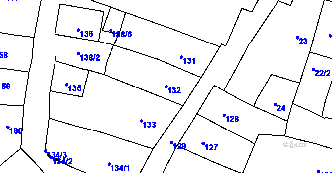 Parcela st. 132 v KÚ Mohelnice, Katastrální mapa