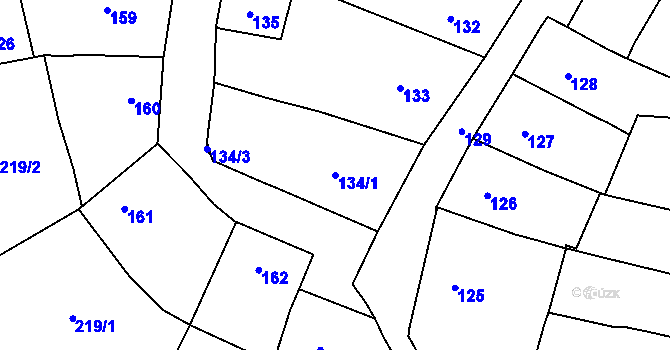 Parcela st. 134 v KÚ Mohelnice, Katastrální mapa