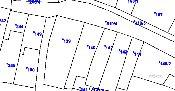 Parcela st. 140 v KÚ Mohelnice, Katastrální mapa