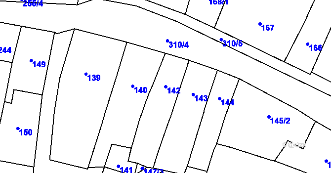 Parcela st. 142 v KÚ Mohelnice, Katastrální mapa