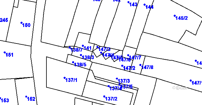 Parcela st. 147/4 v KÚ Mohelnice, Katastrální mapa