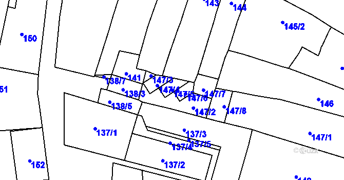 Parcela st. 147/5 v KÚ Mohelnice, Katastrální mapa