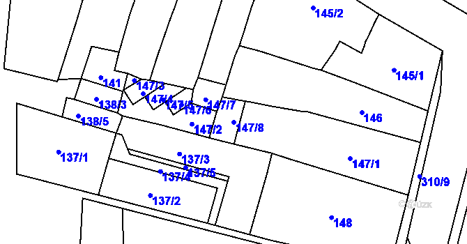 Parcela st. 147/8 v KÚ Mohelnice, Katastrální mapa