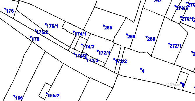 Parcela st. 172/1 v KÚ Mohelnice, Katastrální mapa