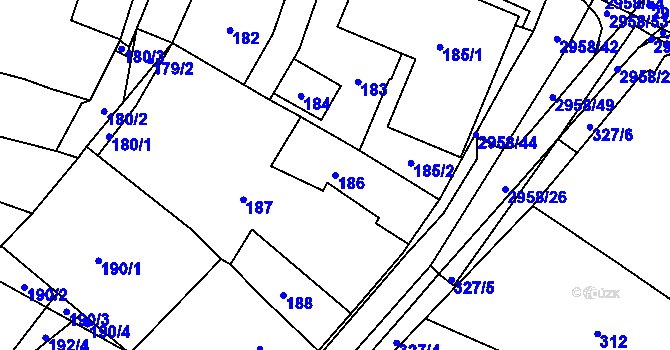 Parcela st. 186 v KÚ Mohelnice, Katastrální mapa
