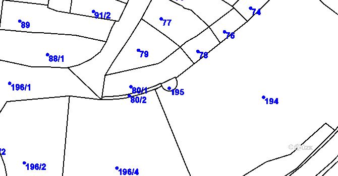 Parcela st. 195 v KÚ Mohelnice, Katastrální mapa