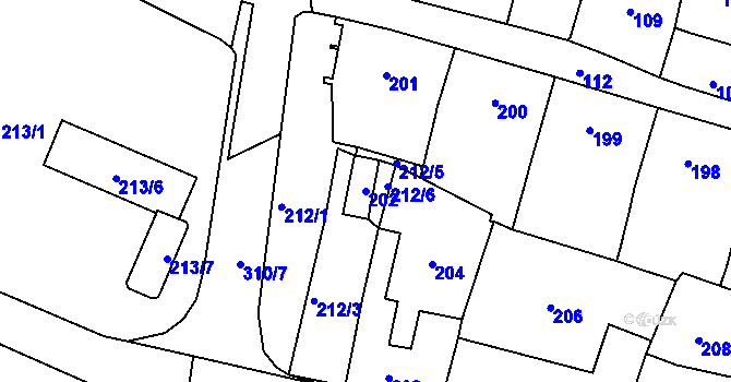Parcela st. 202 v KÚ Mohelnice, Katastrální mapa