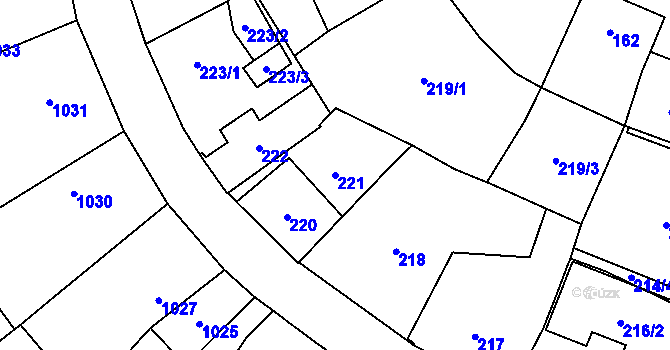Parcela st. 221 v KÚ Mohelnice, Katastrální mapa