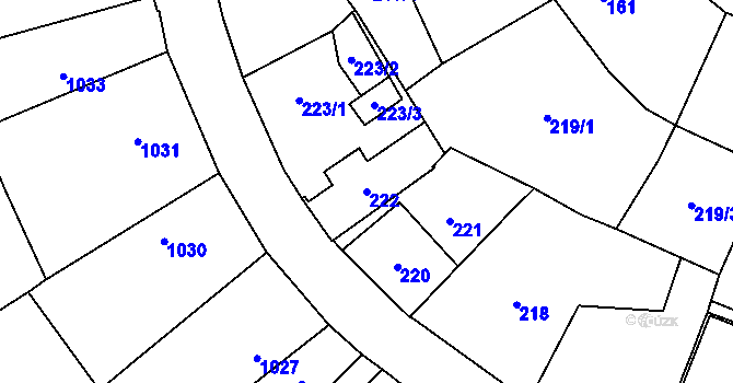 Parcela st. 222 v KÚ Mohelnice, Katastrální mapa