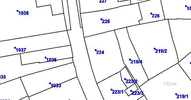Parcela st. 224 v KÚ Mohelnice, Katastrální mapa