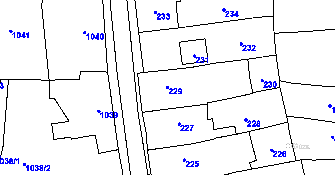 Parcela st. 229 v KÚ Mohelnice, Katastrální mapa