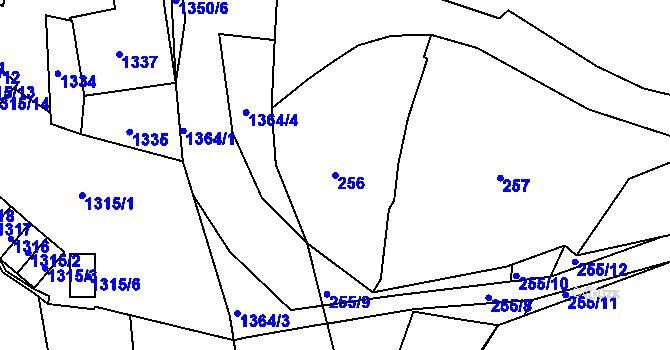 Parcela st. 256 v KÚ Mohelnice, Katastrální mapa