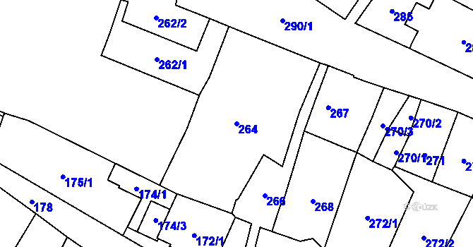 Parcela st. 264 v KÚ Mohelnice, Katastrální mapa