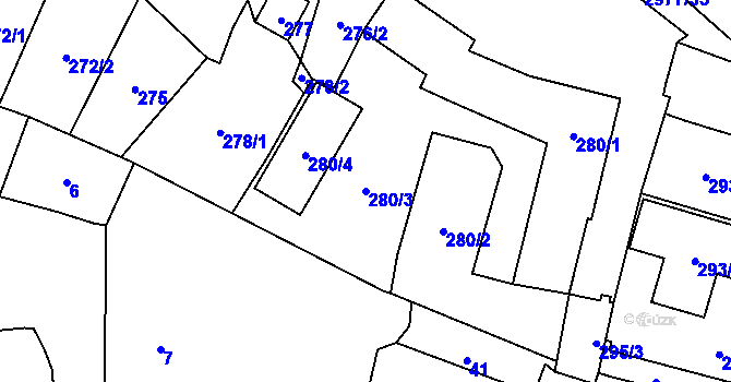 Parcela st. 280/3 v KÚ Mohelnice, Katastrální mapa