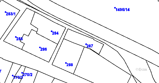Parcela st. 287 v KÚ Mohelnice, Katastrální mapa