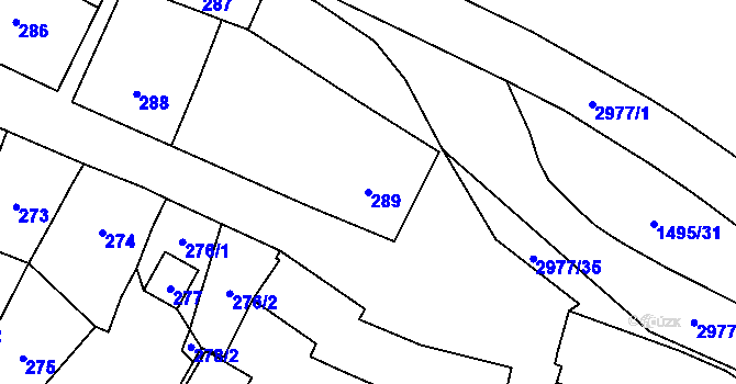 Parcela st. 289 v KÚ Mohelnice, Katastrální mapa