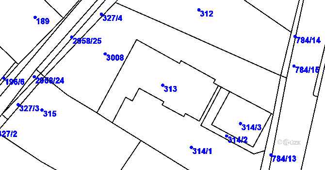 Parcela st. 313 v KÚ Mohelnice, Katastrální mapa