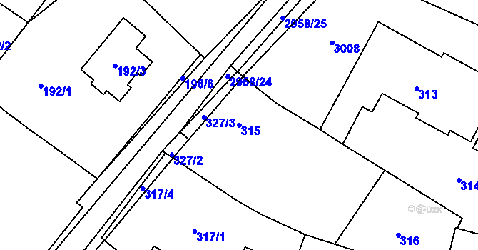 Parcela st. 315 v KÚ Mohelnice, Katastrální mapa