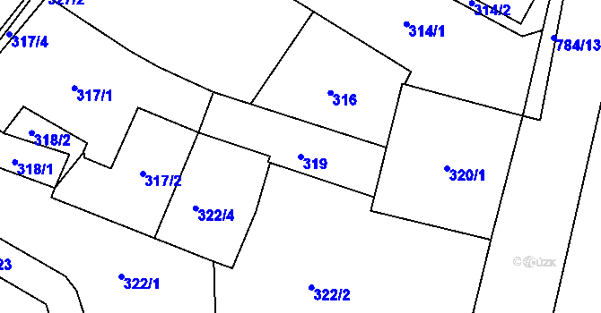 Parcela st. 319 v KÚ Mohelnice, Katastrální mapa