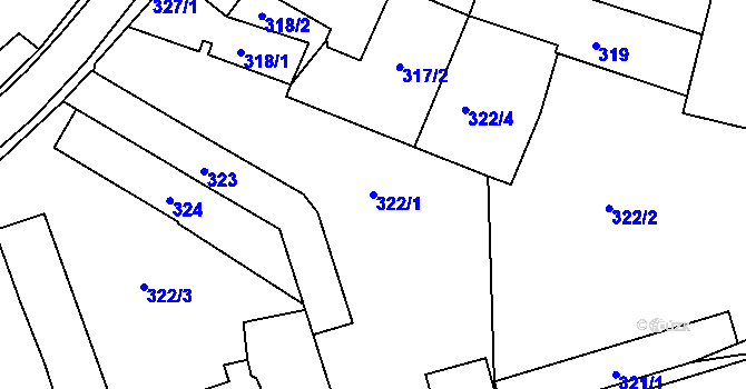 Parcela st. 322/1 v KÚ Mohelnice, Katastrální mapa