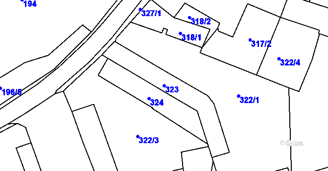 Parcela st. 323 v KÚ Mohelnice, Katastrální mapa