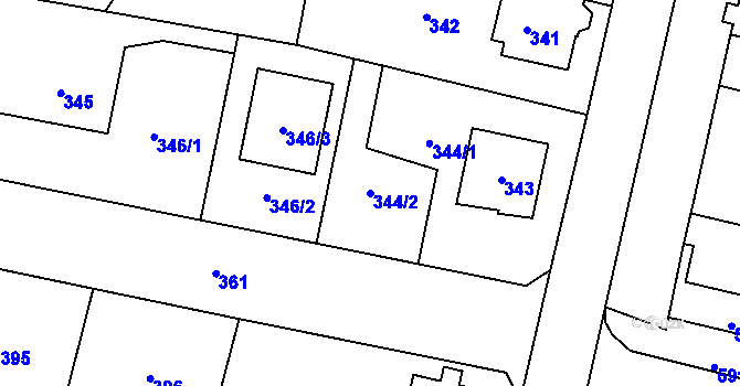 Parcela st. 344/2 v KÚ Mohelnice, Katastrální mapa