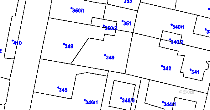 Parcela st. 349 v KÚ Mohelnice, Katastrální mapa
