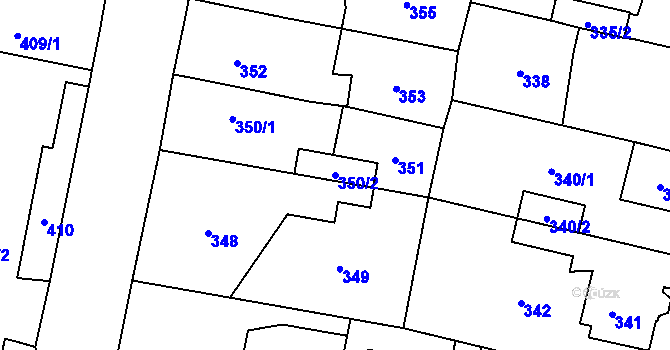 Parcela st. 350/2 v KÚ Mohelnice, Katastrální mapa