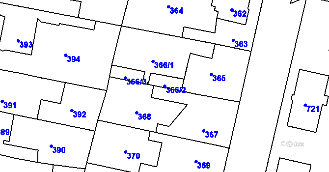 Parcela st. 366/2 v KÚ Mohelnice, Katastrální mapa