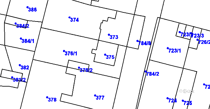 Parcela st. 375 v KÚ Mohelnice, Katastrální mapa