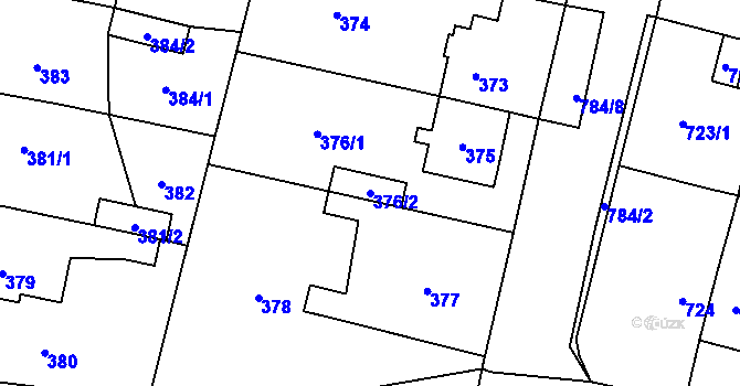 Parcela st. 376/2 v KÚ Mohelnice, Katastrální mapa