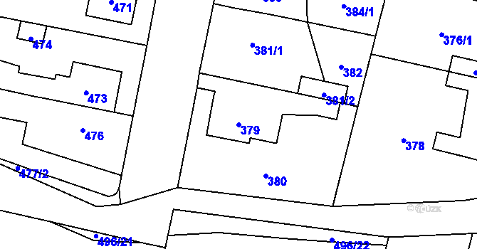 Parcela st. 379 v KÚ Mohelnice, Katastrální mapa