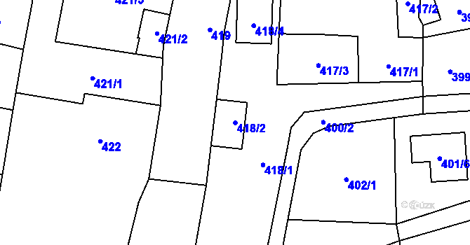 Parcela st. 418/2 v KÚ Mohelnice, Katastrální mapa