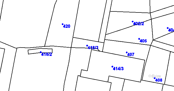 Parcela st. 418/3 v KÚ Mohelnice, Katastrální mapa