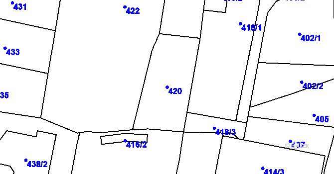 Parcela st. 420 v KÚ Mohelnice, Katastrální mapa