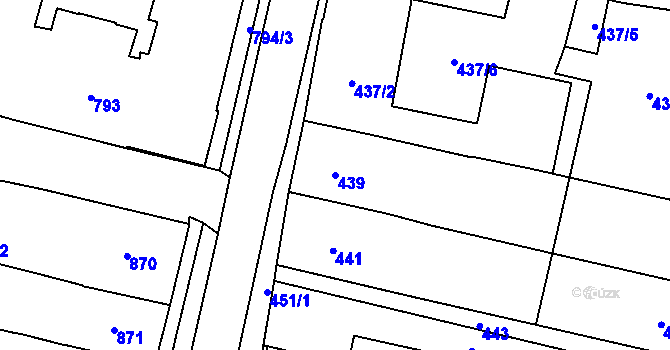 Parcela st. 439 v KÚ Mohelnice, Katastrální mapa